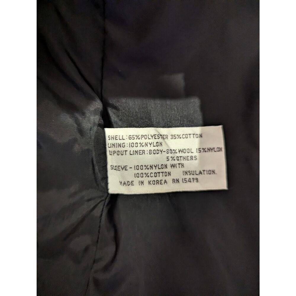 Women’s Black Mid-Length Trench Style Button Front Coat Contrast Trim - Picture 10 of 14